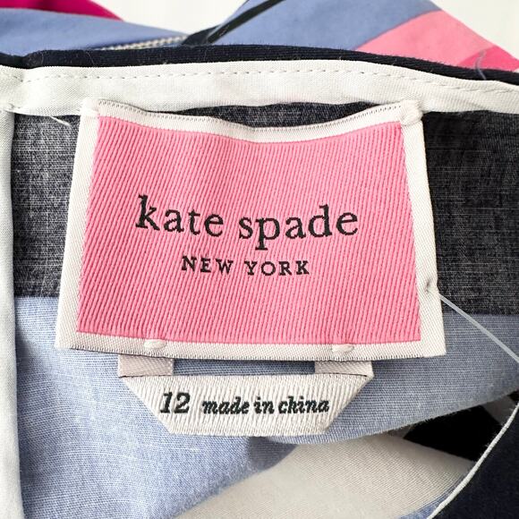 NWOT Kate Spade Striped Sleeveless Fit and Flare Midi Dress | Pink Blue | SZ 12 - Picture 9 of 10